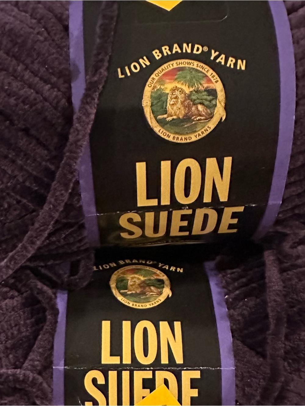 Lion Brand Suede 4 Skeins Eggplant Color Same Dye Lot